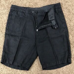 Men 34” Zegna 100% linen black shorts